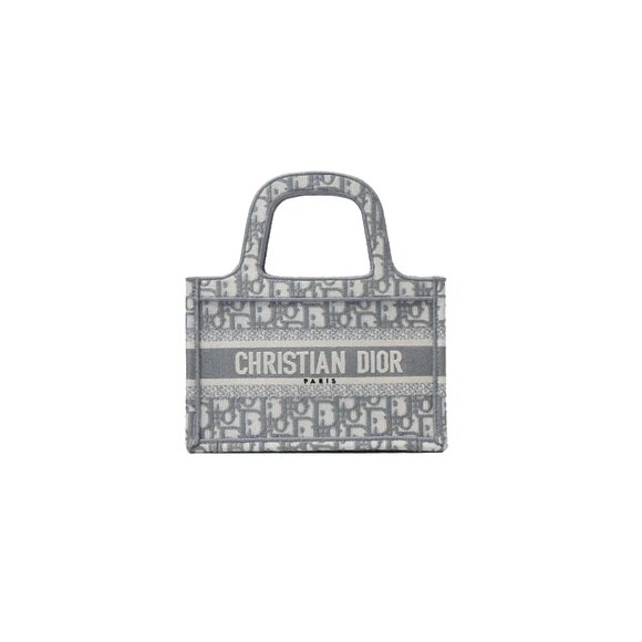 Dior Oblique Embroidery Mini Book Tote Gray - Picture 1 of 3